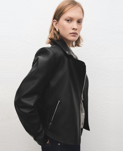 Mango Women's Faux-Leather Biker Jacket - Black