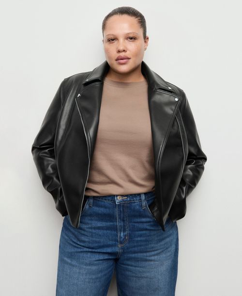 Mango Women's Faux-Leather Biker Jacket - Black
