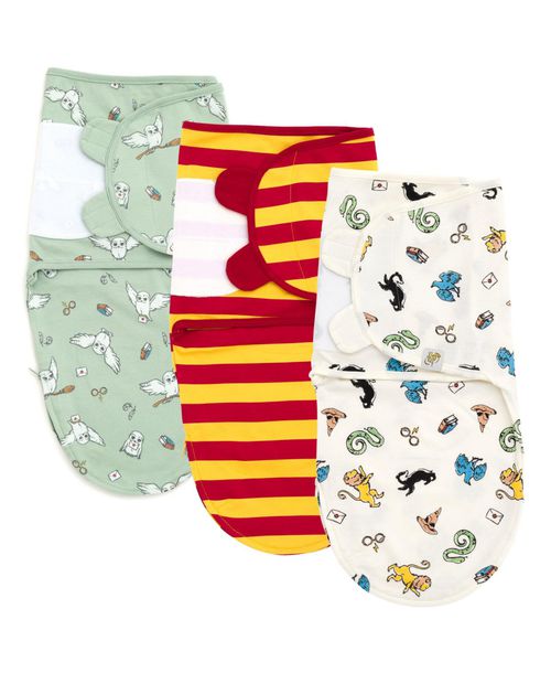 Harry Potter Baby Boys Hedwig Owl 3 Pack Swaddle Sacks Newborn to - Green / maroon / white