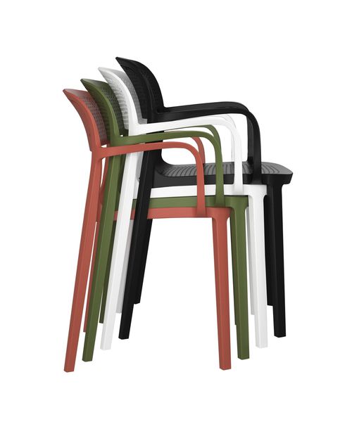 Outdoor Stackable Plastic Resin Patio Dining Armchair (Set of 2) - Red