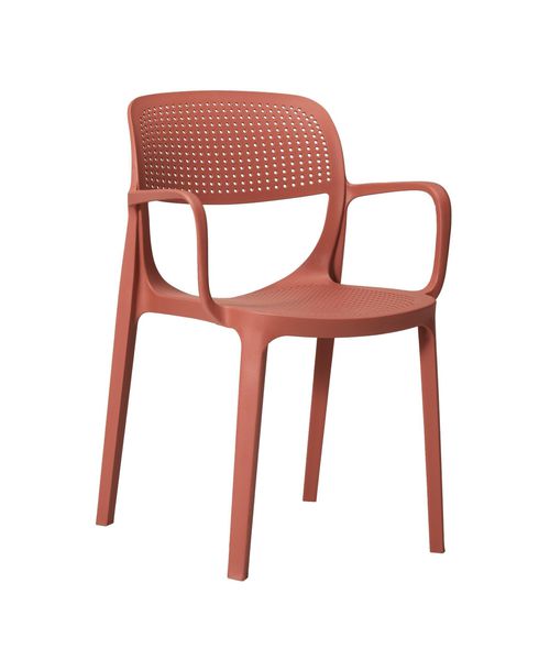 Outdoor Stackable Plastic Resin Patio Dining Armchair (Set of 2) - Red