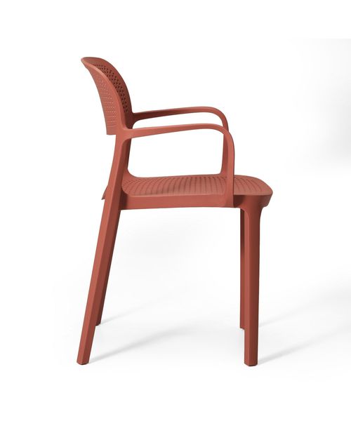 Outdoor Stackable Plastic Resin Patio Dining Armchair (Set of 2) - Red