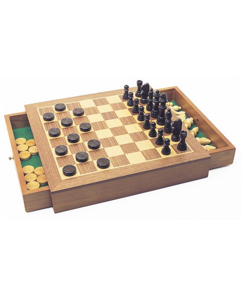House of Marbles Deluxe Wooden Chess/Checkers/Draughts