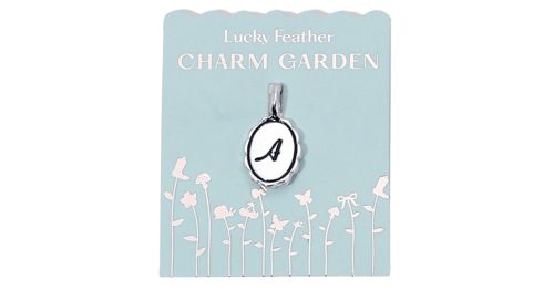 Lucky Feather Charm Garden - Silver - Scalloped Initial Charm - Silver