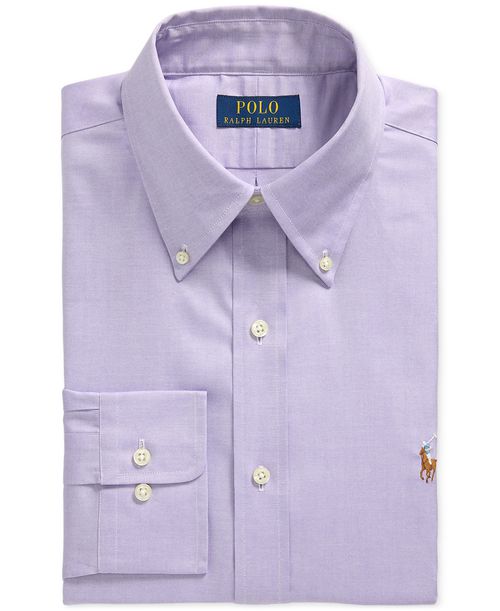 Polo Ralph Lauren Men's Classic-Fit Pinpoint Oxford Shirt - Light Purple/White