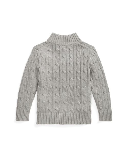 Polo Ralph Lauren Little and Toddler Boys Cable-Knit Cotton Quarter-Zip Sweater - Andover Heather
