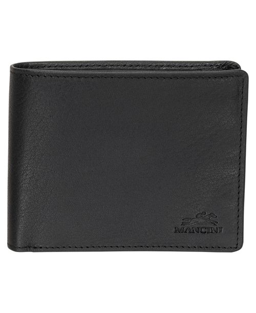 Mancini Men's Buffalo Rfid Secure Left Wing Billfold Wallet - Black