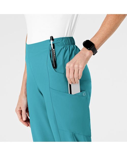 Wink Women's W123 Flat Front Cargo Scrub Pant - Teal blue