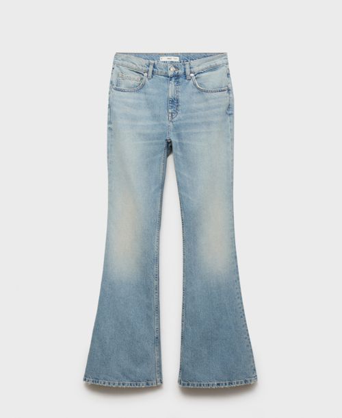 Mango Women's Mid-Rise Flared Jeans - Medium Blue