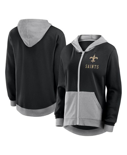 Logo Athletic Women's Black New Orleans Saints Hit It French Terry Full-Zip Hoodie - Black