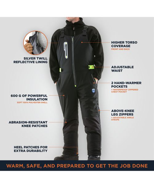 RefrigiWear Big & Tall Extreme Softshell Bib Overalls - -60°F Comfort, Insulated, Windproof, Water-Repellent, Durable Workwear for Extreme Cold -