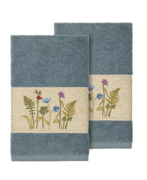Linum Home Serenity 2-Pc. Embellished Hand Towel Set - Teal