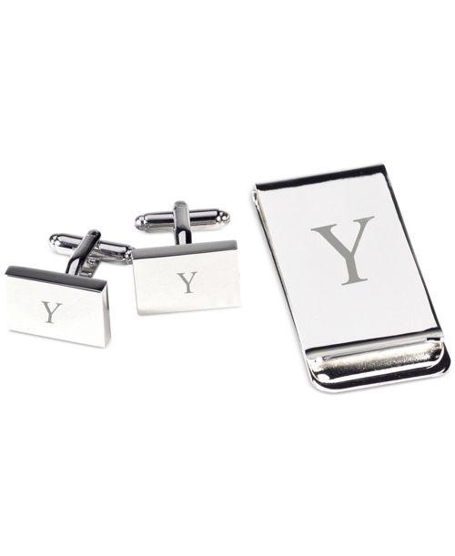 Silver Plated Cufflinks and Money Clip Set - Y