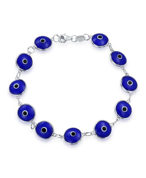 Bling Jewelry Multicolor Evil Eye Strand Bracelet in Sterling Silver - Navy