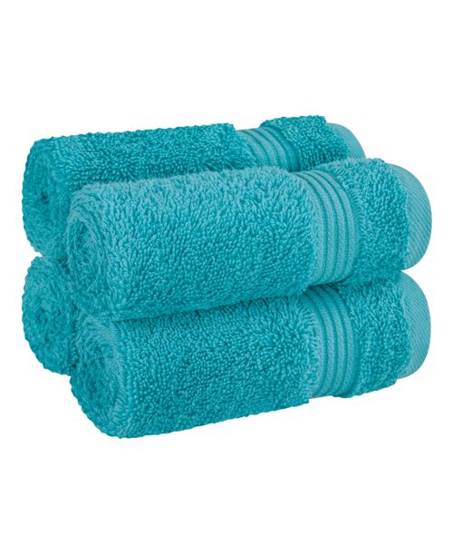 American Soft Linen Bekos Premium 100% Turkish Cotton 4-Piece Washcloth Set - Aqua Blue