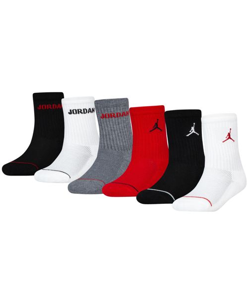 Jordan Big Kids' 6-Pk. Crew Socks - Gym Red, Black