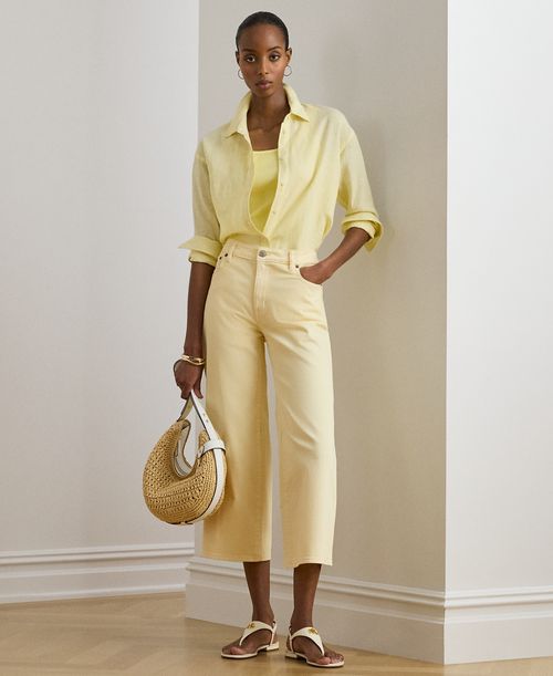 Lauren Ralph Lauren Petite High-Rise Wide-Leg Cropped Jeans - Light Sunfaded Yellow