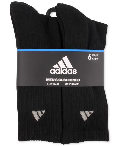 adidas Men's Cushioned Athletic 6-Pack Crew Socks - Black