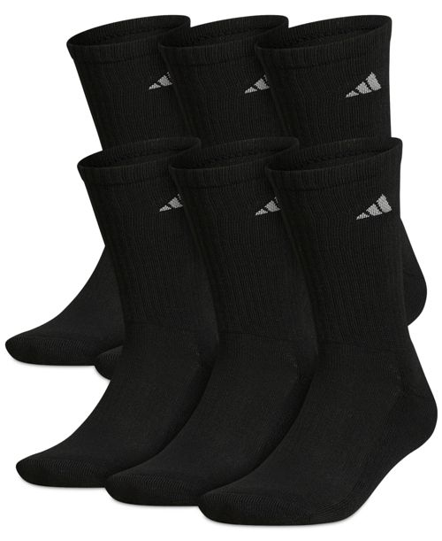 adidas Men's Cushioned Athletic 6-Pack Crew Socks - Black