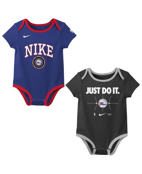 Nike NewbornÂ&nbsp;2-Pack Royal/BlackÂ&nbsp;Philadelphia 76ers Just Do It Bodysuit Set - Royal, Black