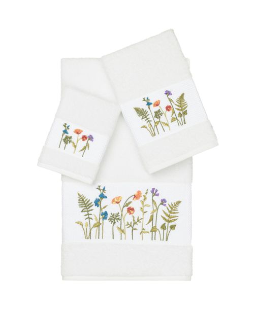 Linum Home Serenity 3-Pc. Embellished Towel Set - White