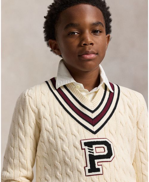 Polo Ralph Lauren Boys 8-20 Stripe Detail Cricket Sweater - Clubhouse Cream