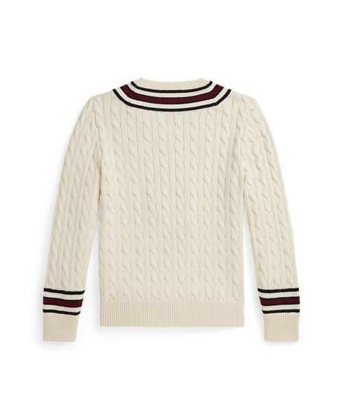 Polo Ralph Lauren Boys 8-20 Stripe Detail Cricket Sweater - Clubhouse Cream