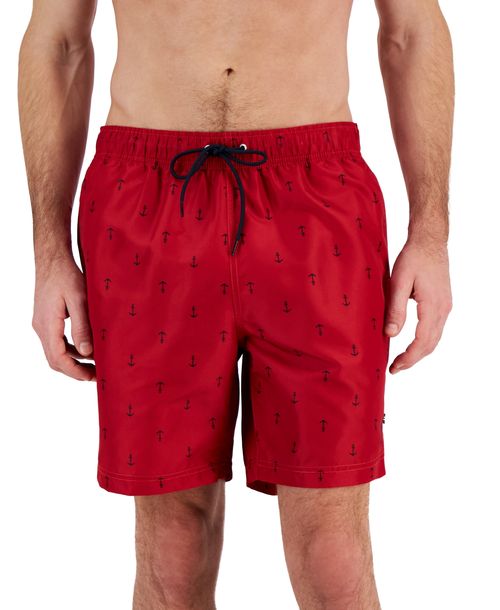 Nautica Men's Quick-Dry Anchor-Print 8" Swim Trunks - Nautica Red