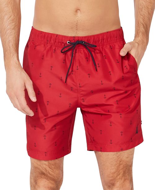 Nautica Men's Quick-Dry Anchor-Print 8" Swim Trunks - Nautica Red