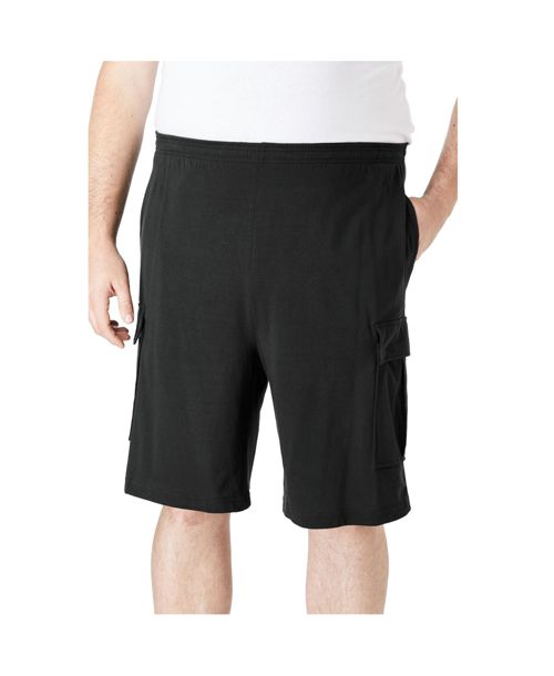 KingSize Tall Lightweight Jersey Cargo Shorts - Black