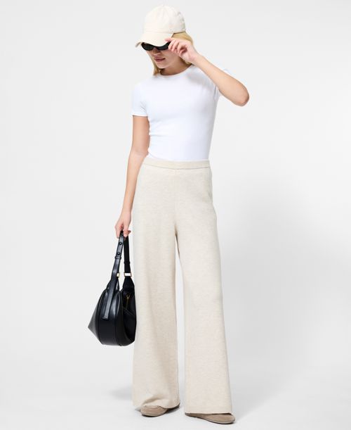 French Connection Women's Marley Knit Wide Leg Pants - Oatmeal