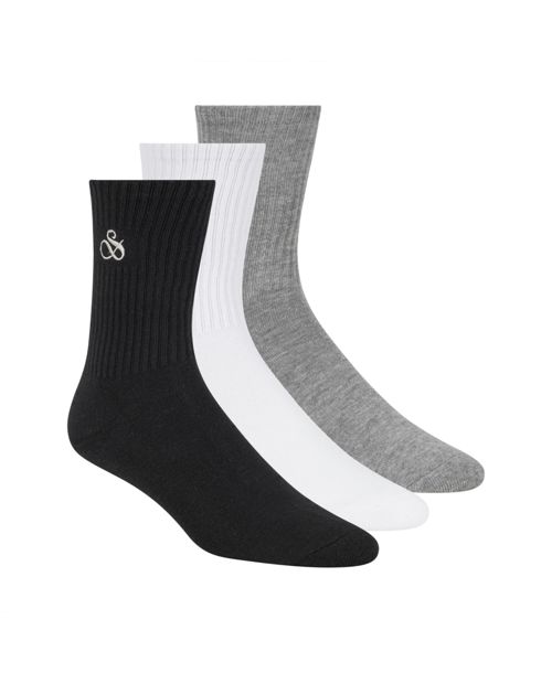 Scotch & Soda Men's 3-Pack Ribbed Cushion Crew Socks - Black