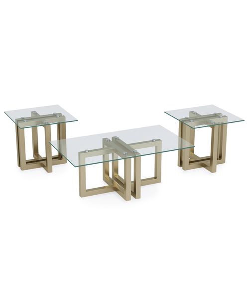 Emila 3-Pc. Rectangle Coffee Table and Rectangle End Tables Set - Clear, Champagne