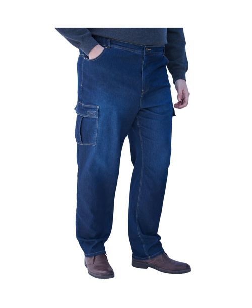 KingSize Big & Tall Relaxed Fit Cargo Denim Look Sweatpants - Indigo