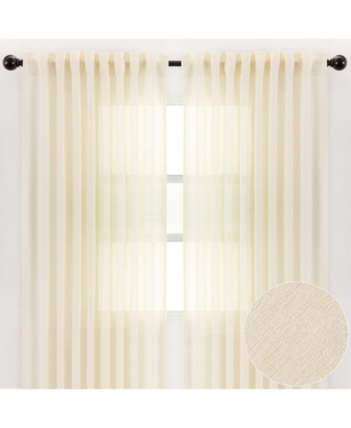 Chanasya Premium 2-Panel Faux Belgian Flax Textured Semi Sheer Curtains - for Windows Living Room Bedroom Patio - Partial Sheer Drapes for Privacy & H