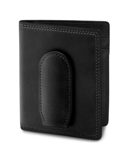 Bosca Men's Wallet, Dolce Leather Front Pocket Bifold Wallet with Magnetic Clip - Black