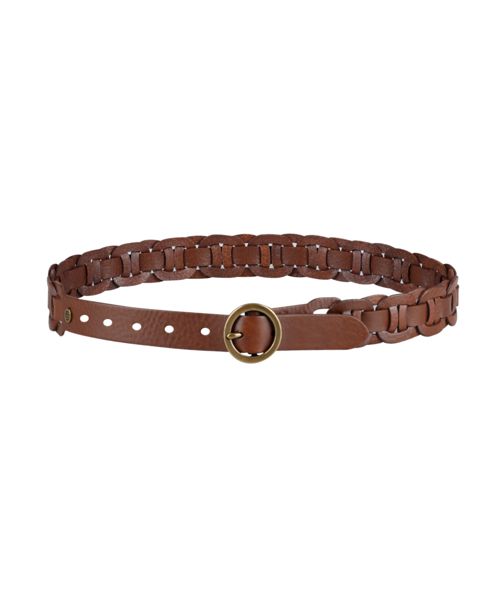 Tommy Hilfiger Women's Woven Leather Linked Casual Belt - Cognac