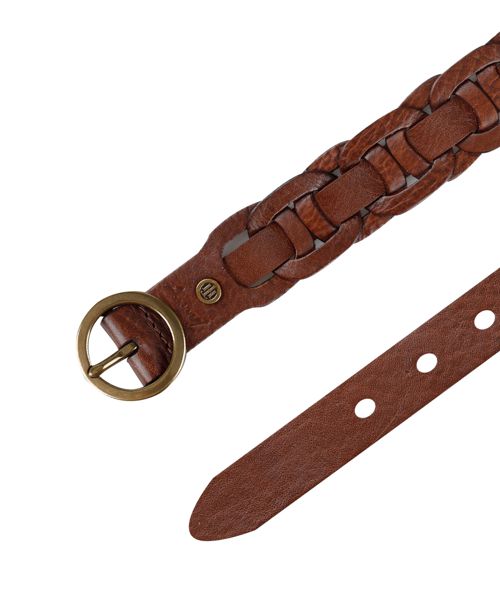 Tommy Hilfiger Women's Woven Leather Linked Casual Belt - Cognac