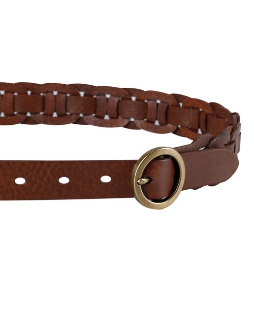 Tommy Hilfiger Women's Woven Leather Linked Casual Belt - Cognac