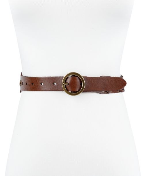 Tommy Hilfiger Women's Woven Leather Linked Casual Belt - Cognac