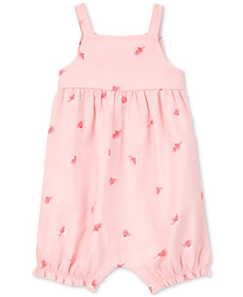 Carter's Baby Girls Cotton Bird-Print Tank Romper - Pink