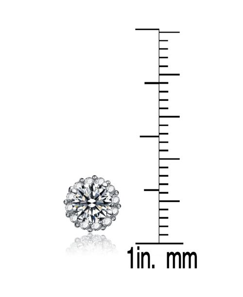 Sterling Silver Cubic Zirconia Round Stud Style Earrings - Clear