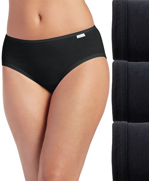 Jockey Elance Hipster Underwear 3 Pack 1482 1488, also available in Plus sizes - Black/Black/Black