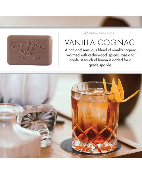 Pre de Provence Moisturizing 150g French Soap Bar, Quad-Milled, Long Lasting, Moisturizing, Rich, Creamy Lather (Set of 3) - Vanilla cognac