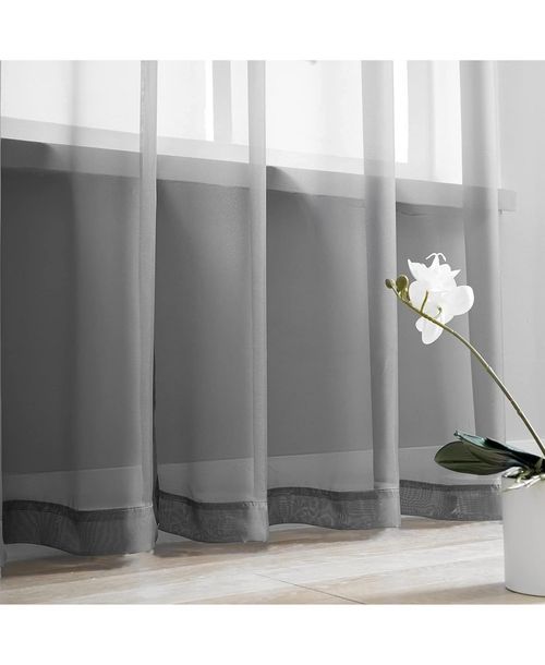 Kate Aurora Hotel Lux 2 Piece Charcoal Gray Rod Pocket Sheer Curtain Panels - Charcoal