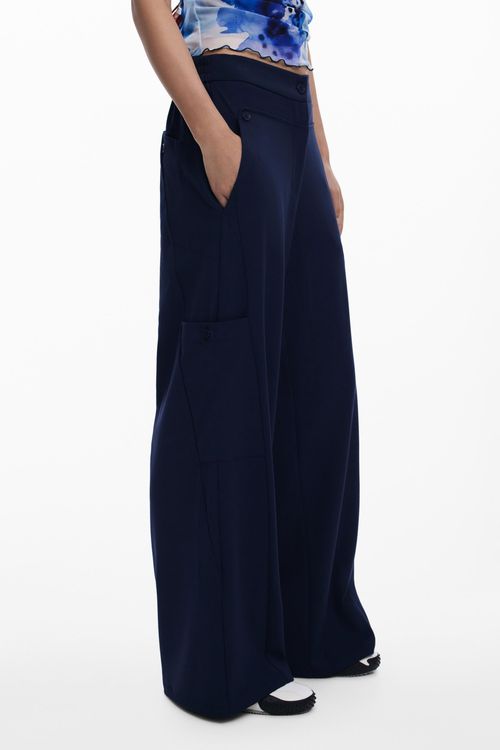 Desigual Women's Straight plain tailor trousers - Navy blue