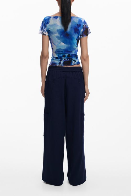 Desigual Women's Straight plain tailor trousers - Navy blue