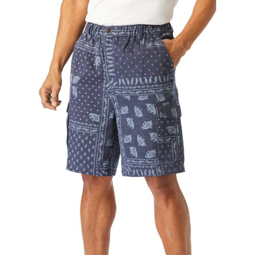 Boulder Creek Big & Tall by KingSize Renegade 9" Full Elastic Waist Cargo Shorts - Navy bandana