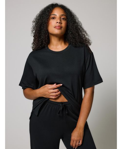 Lovall Women's Soft Touch Wide Leg Lounge Set - Black