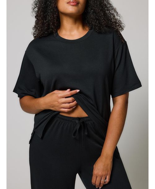 Lovall Women's Soft Touch Wide Leg Lounge Set - Black